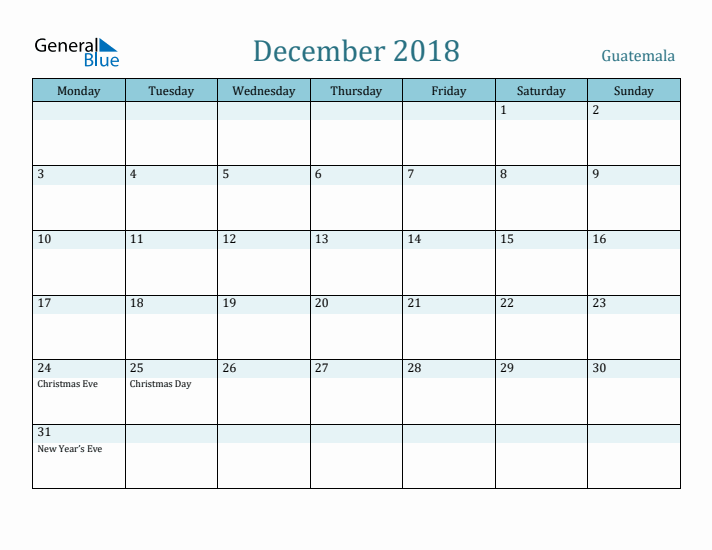 December 2018 Calendar with Holidays