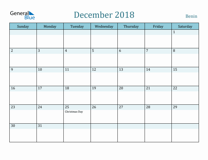 December 2018 Calendar with Holidays