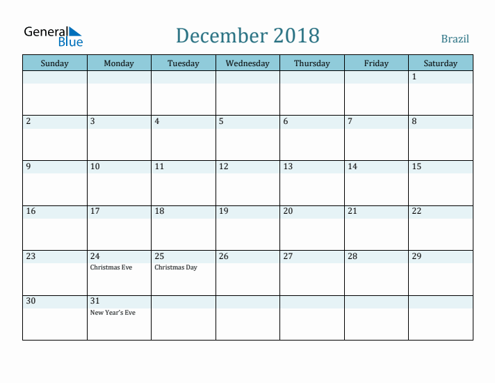 December 2018 Calendar with Holidays