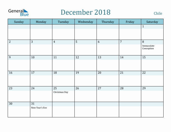 December 2018 Calendar with Holidays