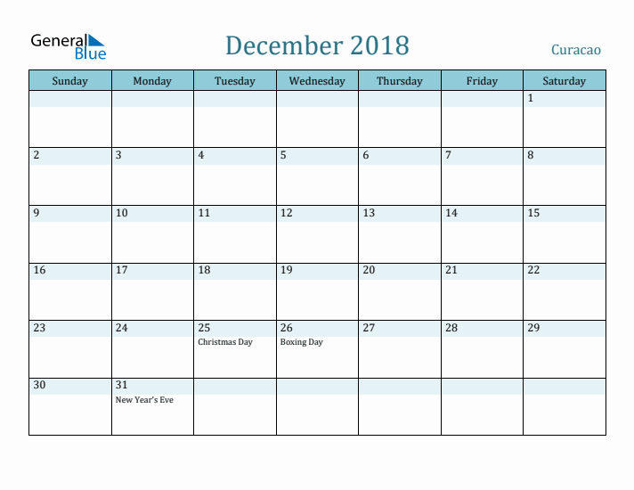 December 2018 Calendar with Holidays