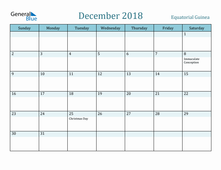 December 2018 Calendar with Holidays