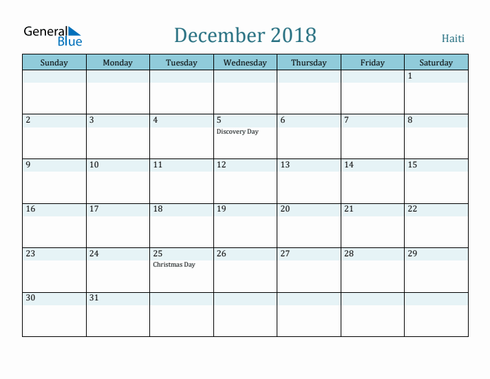 December 2018 Calendar with Holidays