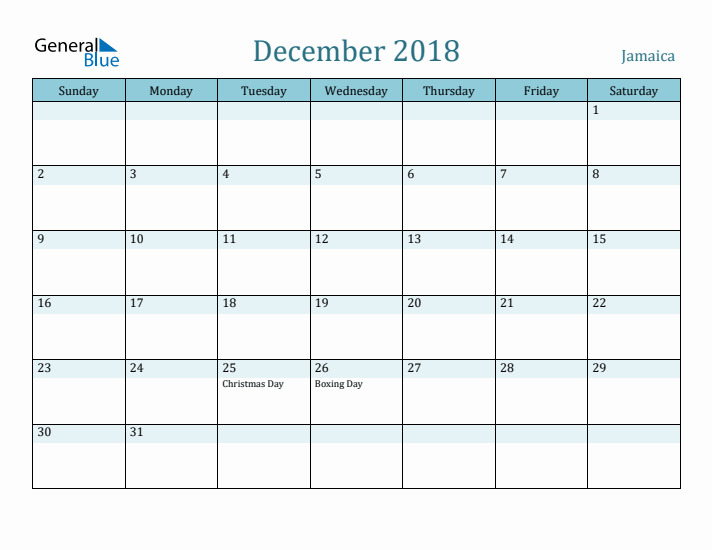 December 2018 Calendar with Holidays