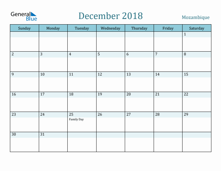 December 2018 Calendar with Holidays