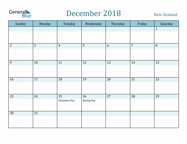 December 2018 Calendar with Holidays