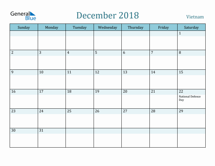 December 2018 Calendar with Holidays