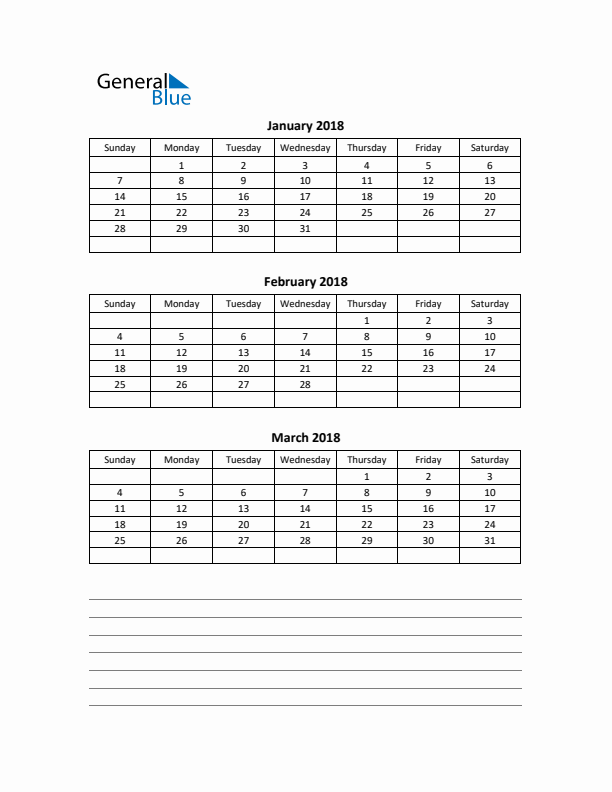 Free Printable Quarterly Calendar 2018