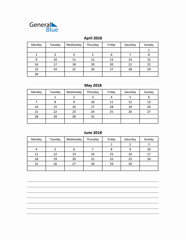 Free Printable Quarterly Calendar 2018