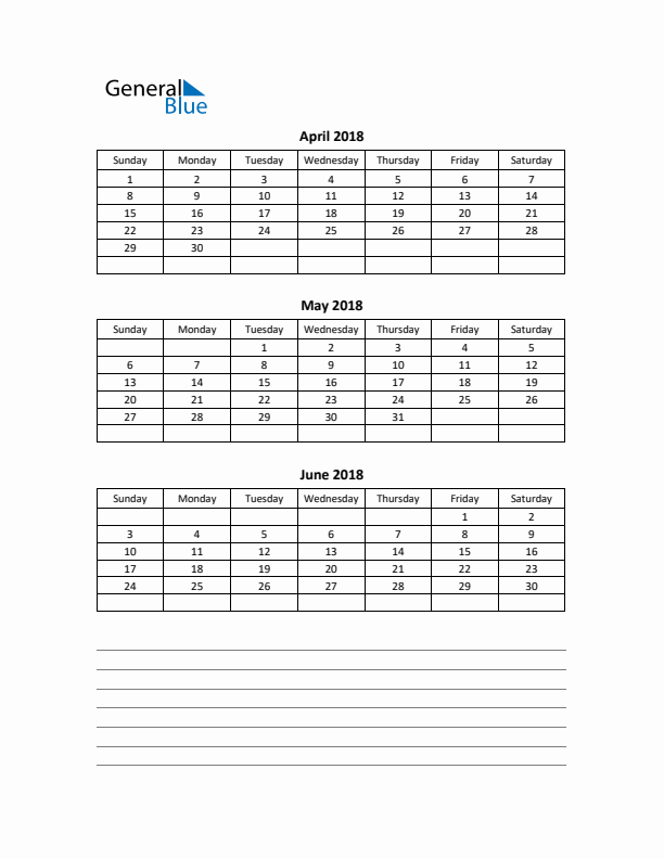 Free Printable Quarterly Calendar 2018