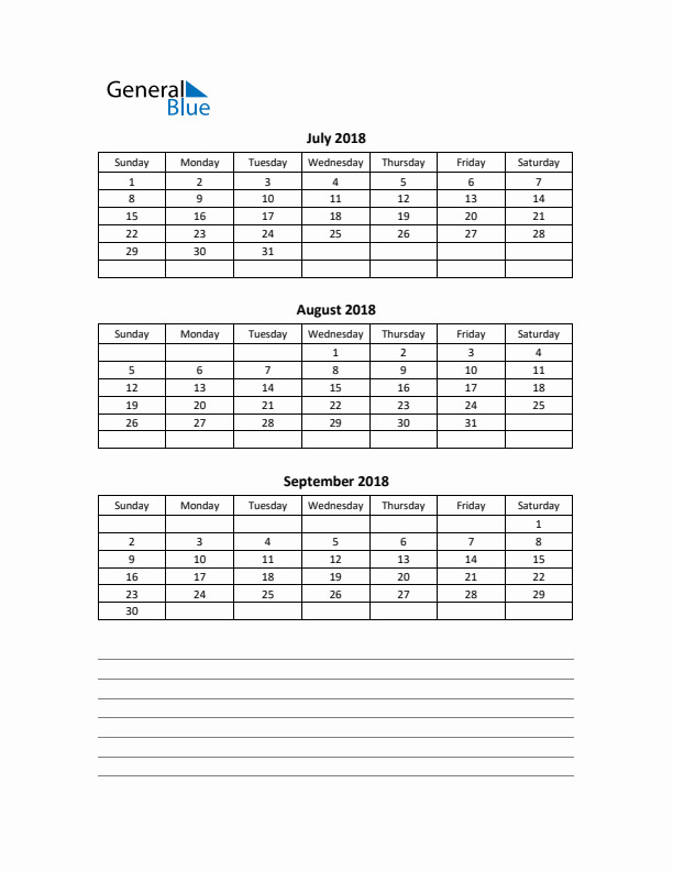 Free Printable Quarterly Calendar 2018