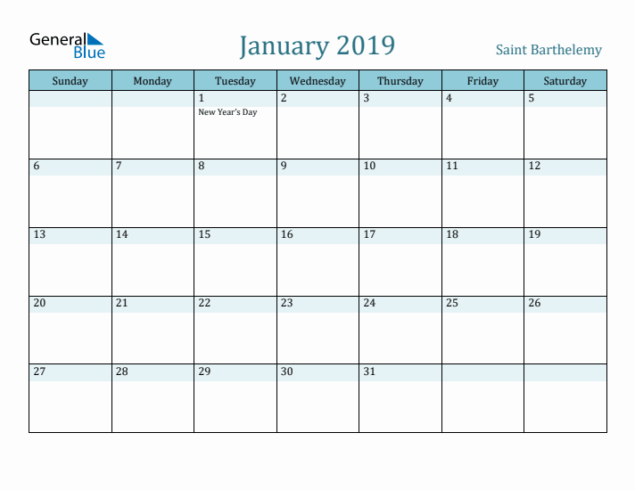 January 2019 Calendar with Holidays