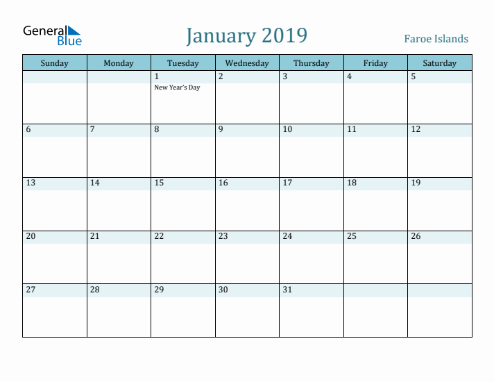 January 2019 Calendar with Holidays