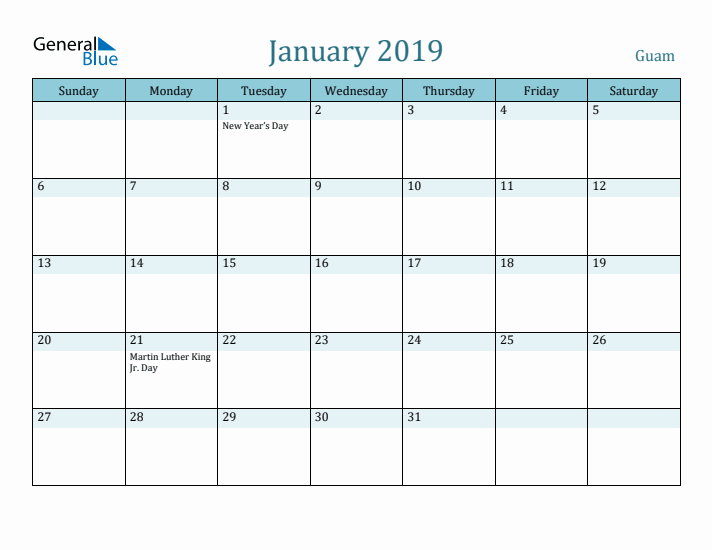 January 2019 Calendar with Holidays