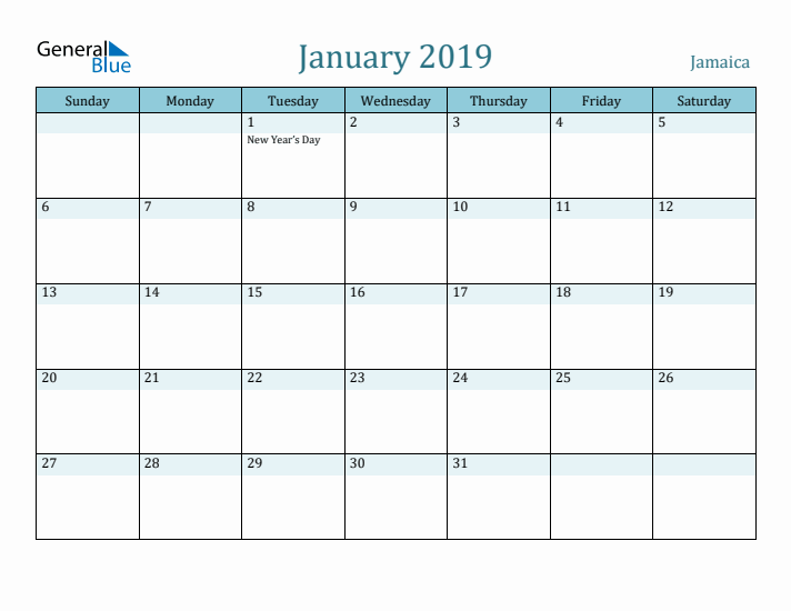 January 2019 Calendar with Holidays