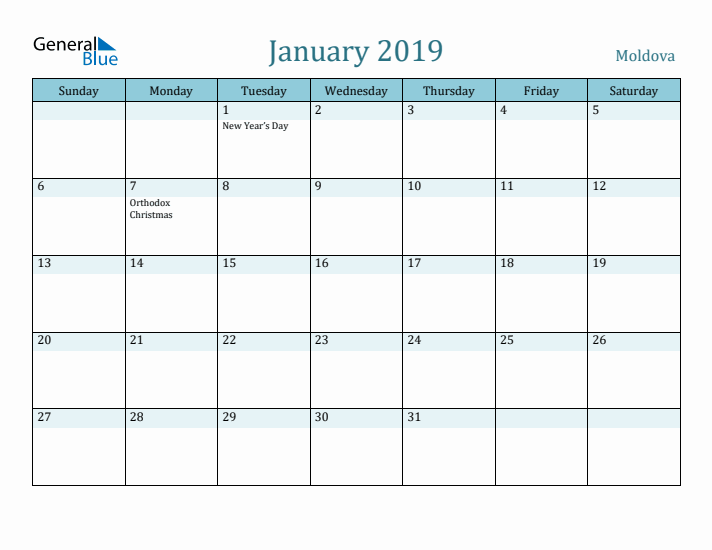 January 2019 Calendar with Holidays