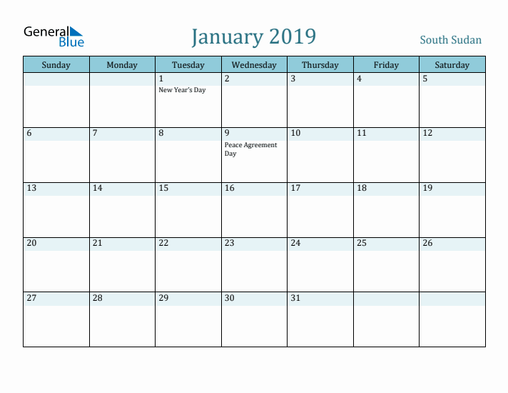 January 2019 Calendar with Holidays