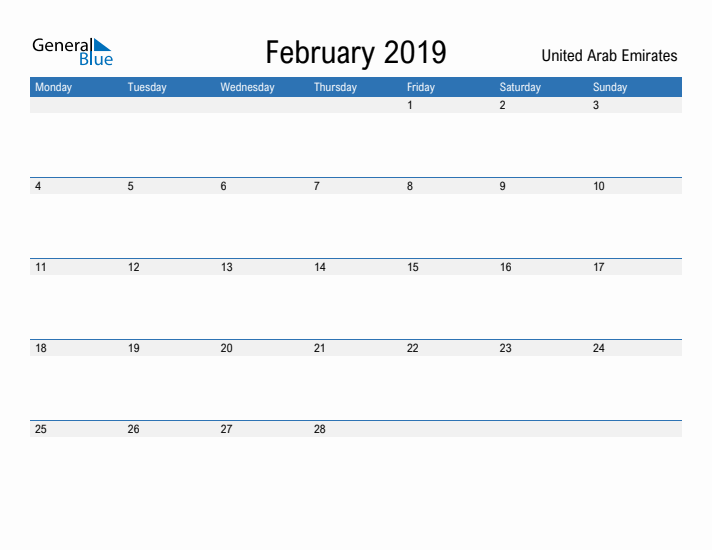 Fillable February 2019 Calendar