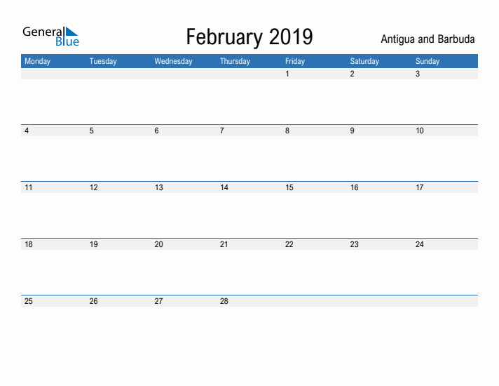 Fillable February 2019 Calendar