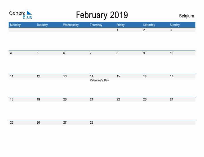 Fillable February 2019 Calendar