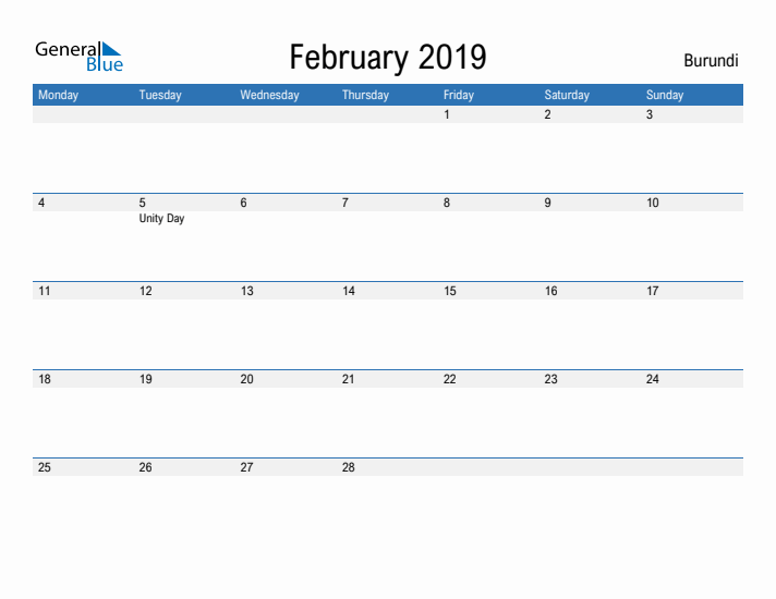 Fillable February 2019 Calendar