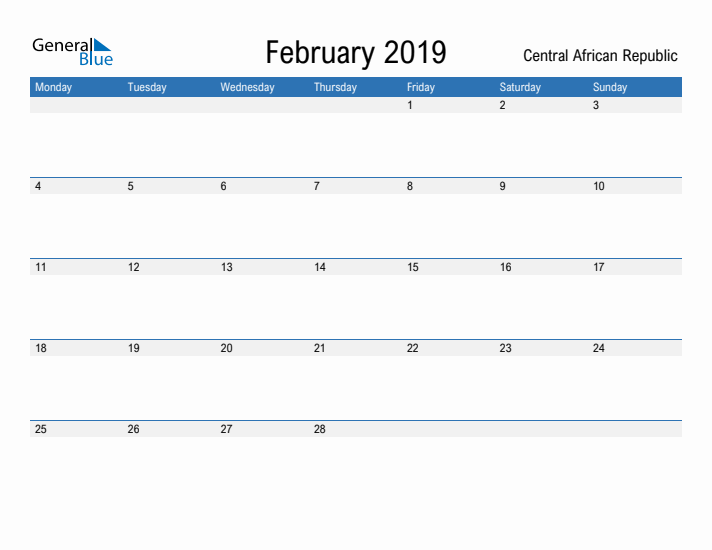 Fillable February 2019 Calendar