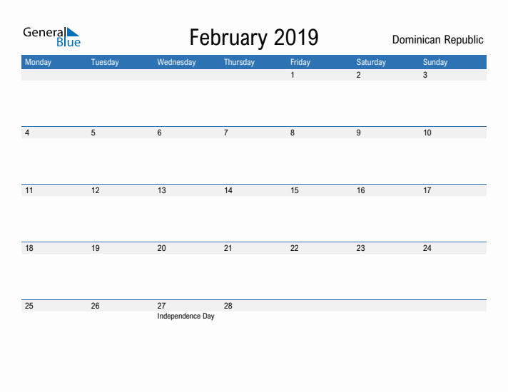 Fillable February 2019 Calendar