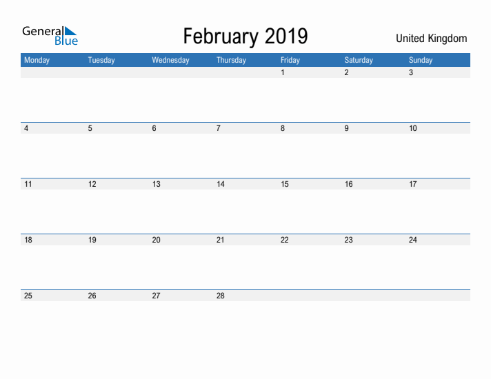 Fillable February 2019 Calendar