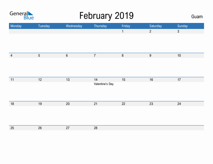 Fillable February 2019 Calendar