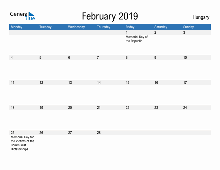 Fillable February 2019 Calendar