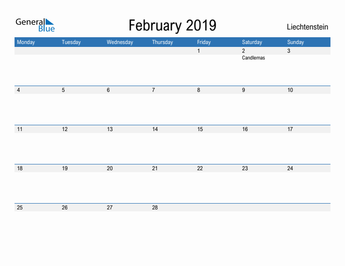 Fillable February 2019 Calendar