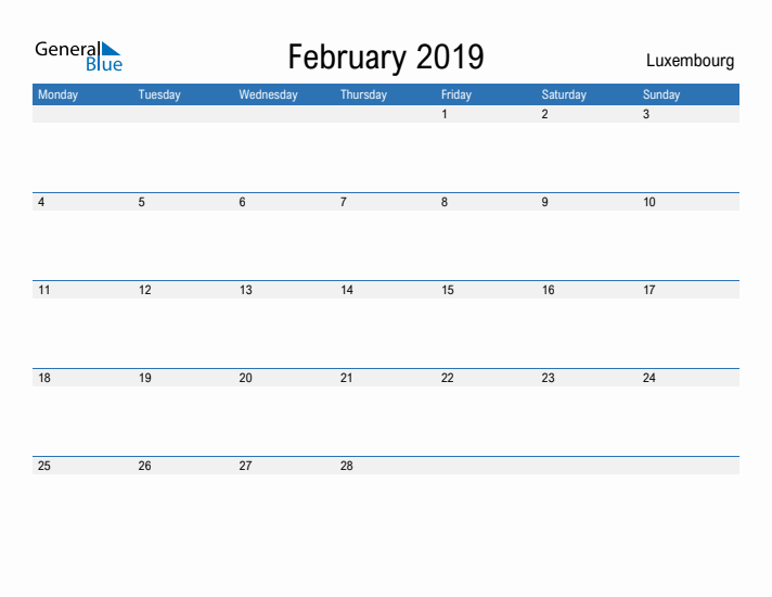 Fillable February 2019 Calendar