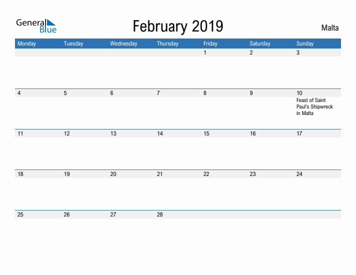 Fillable February 2019 Calendar