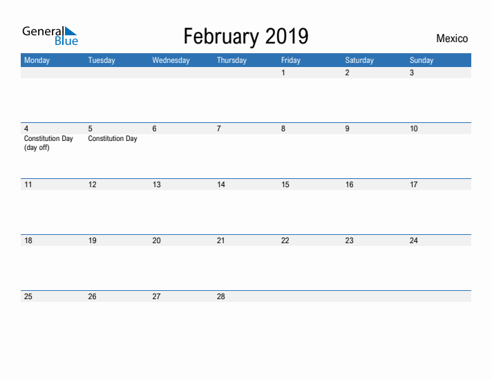 Fillable February 2019 Calendar