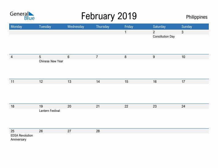 Fillable February 2019 Calendar