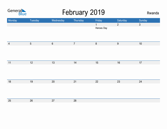 Fillable February 2019 Calendar