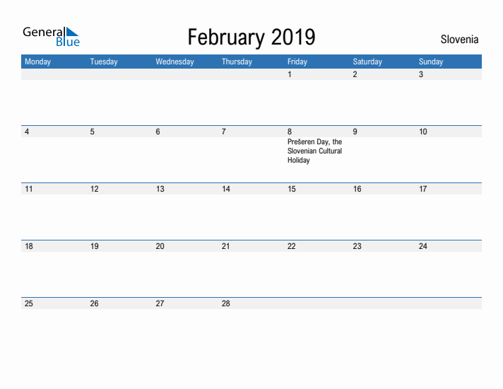 Fillable February 2019 Calendar