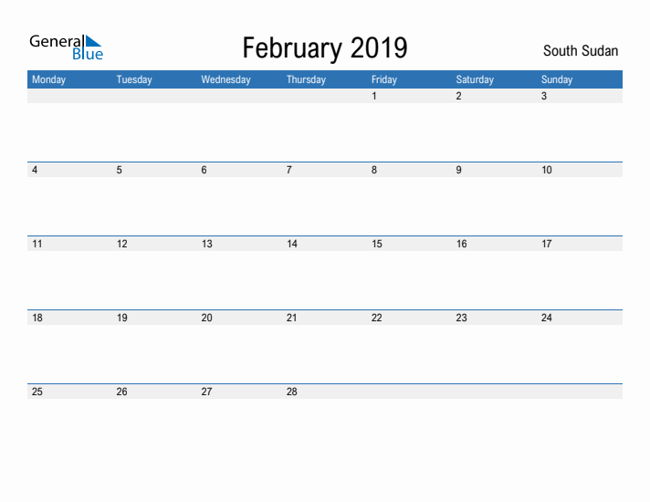 Fillable February 2019 Calendar