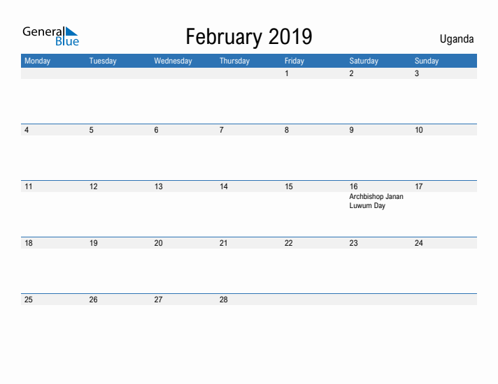 Fillable February 2019 Calendar