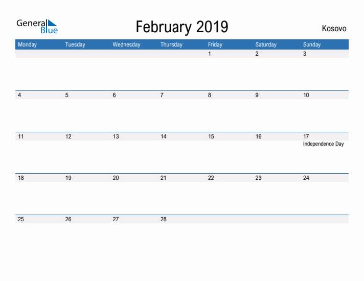 Fillable February 2019 Calendar