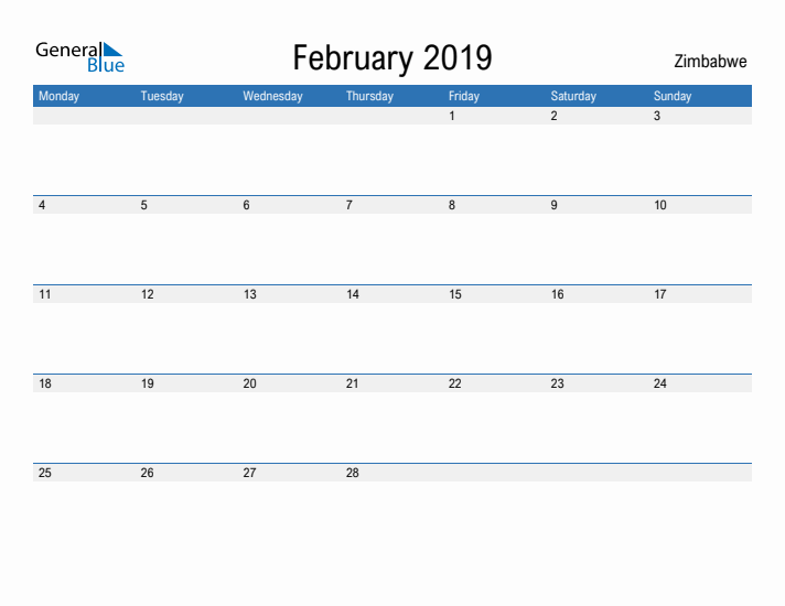 Fillable February 2019 Calendar