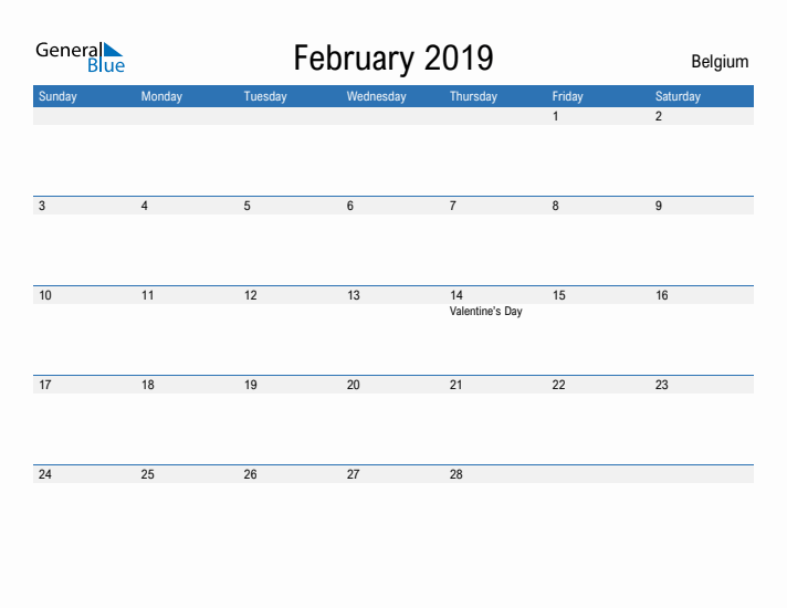 Fillable February 2019 Calendar