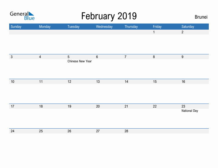 Fillable February 2019 Calendar