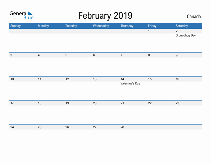 Fillable February 2019 Calendar