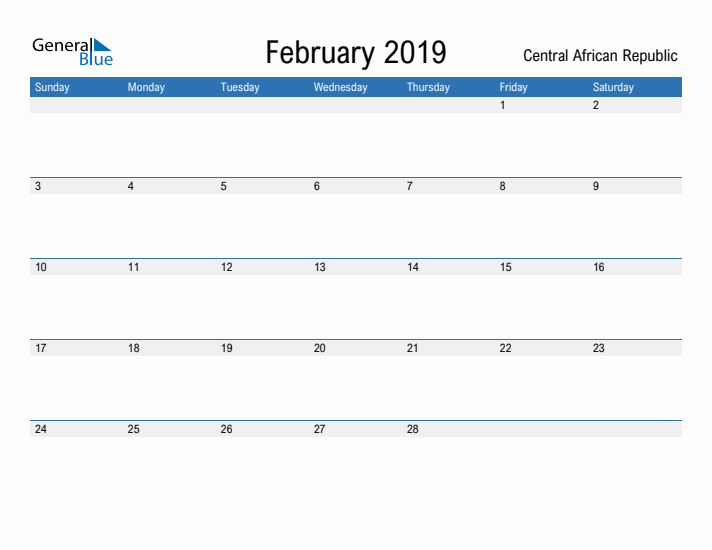 Fillable February 2019 Calendar