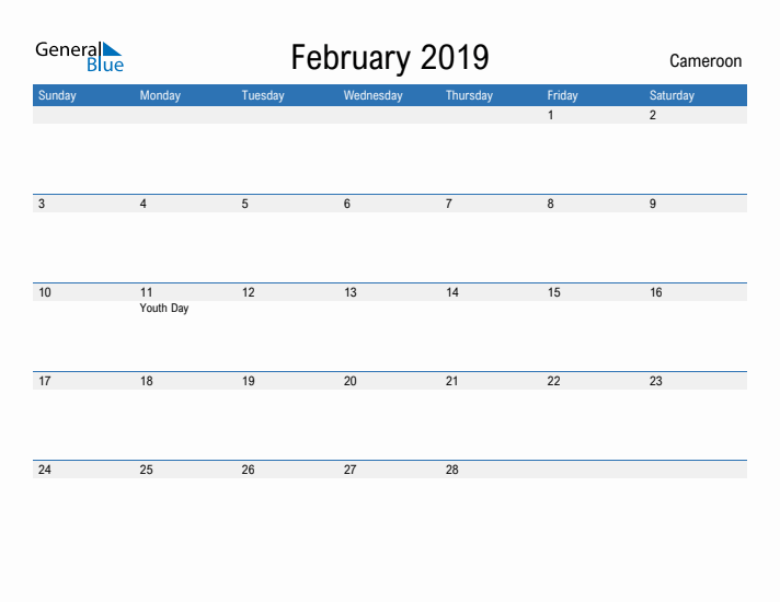 Fillable February 2019 Calendar