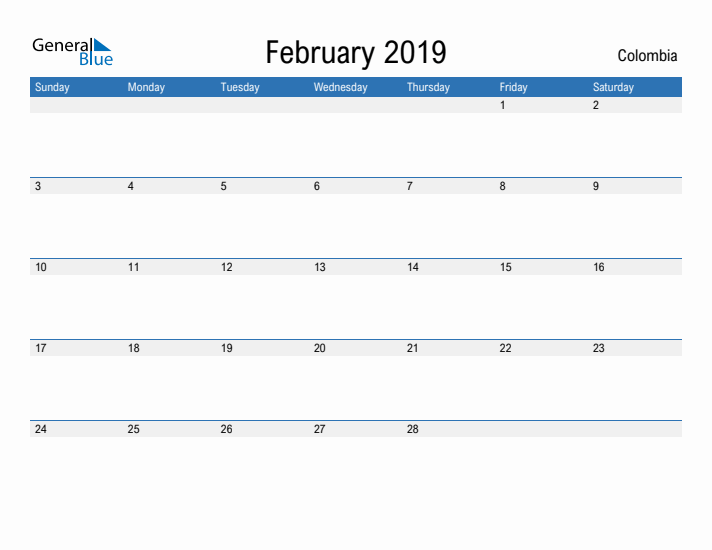 Fillable February 2019 Calendar