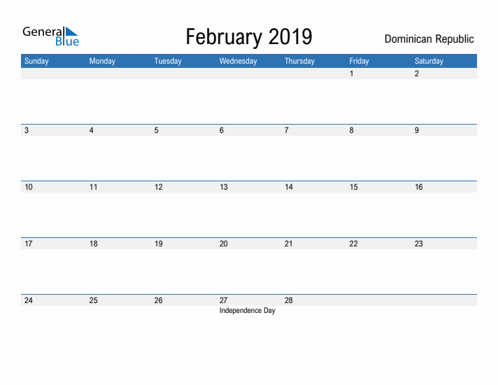 Fillable February 2019 Calendar