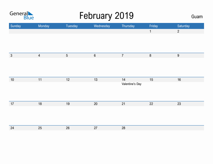 Fillable February 2019 Calendar