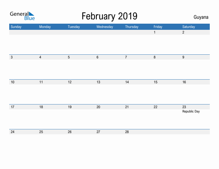 Fillable February 2019 Calendar